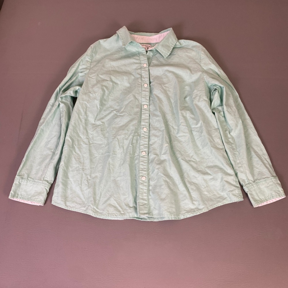 Croft & Barrow Button Down Shirt Women's XL Mint Green 100% Cotton Long Sleeve
